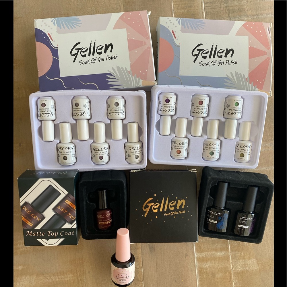 16 set GELLEN Nail Gel polish colors top coat base coat magic remover manicure